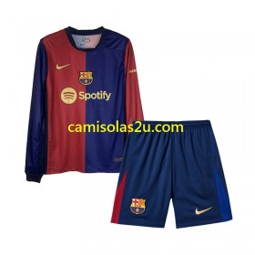 Camisolas de futebol FC Barcelona Criança Equipamento Principal 2024/25 Manga Comprida
